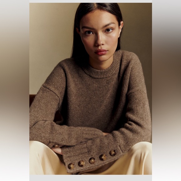 Sezane Sweaters - Sezane Taupe Sweater with Button Details NWOT